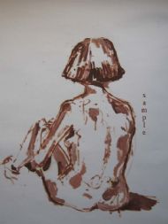 Seated nude oil sketch on quality cartridge paper 100cm x 75 cm